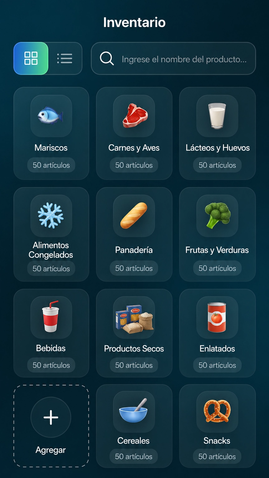 Inventario de SimSim organizado por categoría